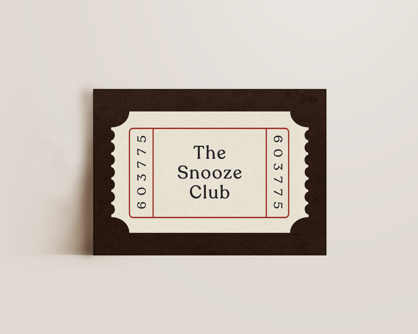 The Snooze Club Ticket Canvas
