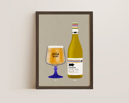 Kronenburg Blanc 1664 Pint & Squealing Pig Wine Print