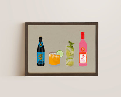 Four Drinks Print