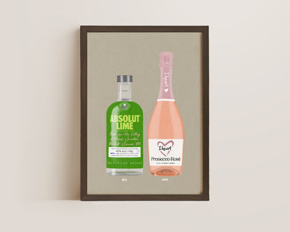 Absolut Lime & I Heart Prosecco Print