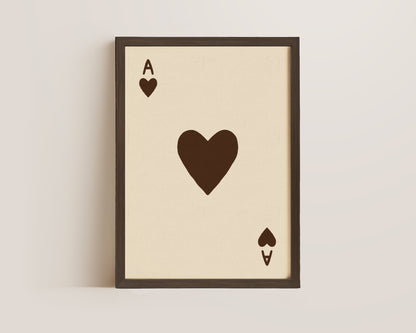 Ace Of Hearts Brown Print