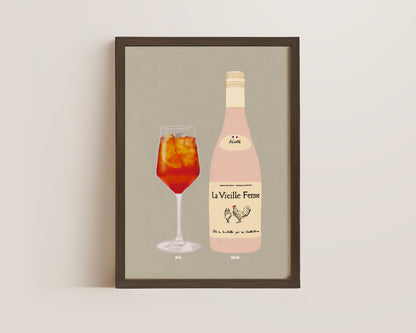 Aperol & Chicken Wine Print
