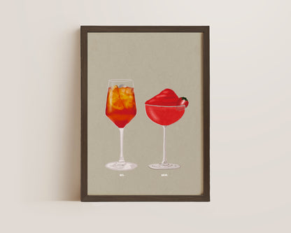 Aperol Spritz & Frozen Strawberry Daiquiri Print
