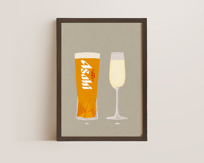 Asahi & Champagne Print