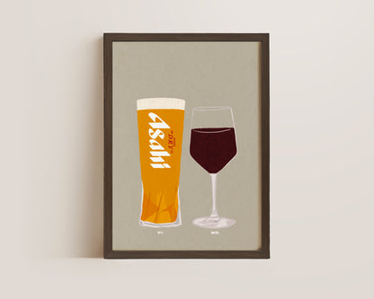 Asahi & Red Wine Print