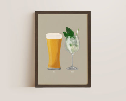 Beer No. 2 & Hugo Spritz Couples Drink Print