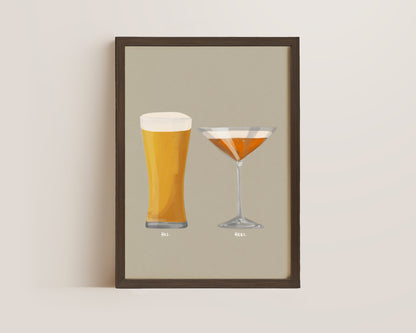 Beer No. 2 & Pornstar Martini Couples Drink Print