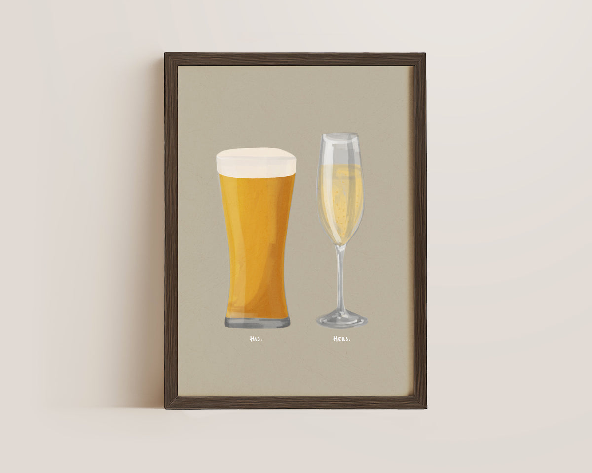 Beer No. 2 & Prosecco Couples Drink Print