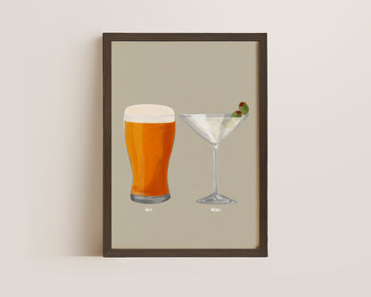 Beer & Dirty Martini Couples Drink Print
