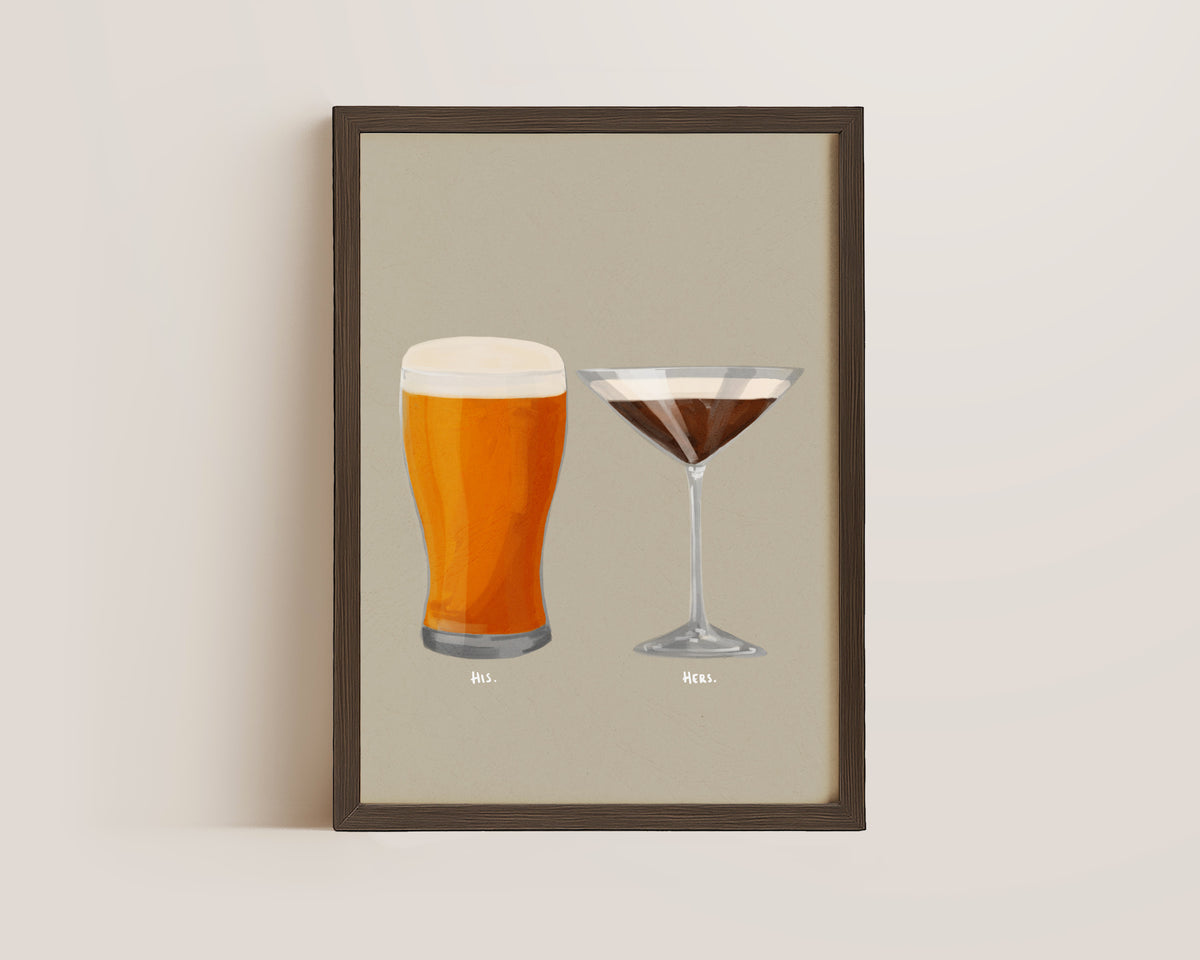 Beer & Espresso Martini Couples Drink Print