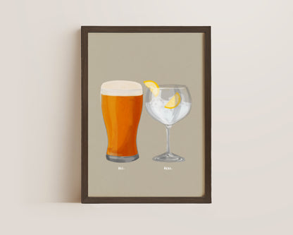 Beer & G&T Couples Drink Print