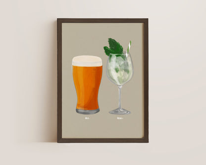 Beer & Hugo Spritz Couples Drink Print