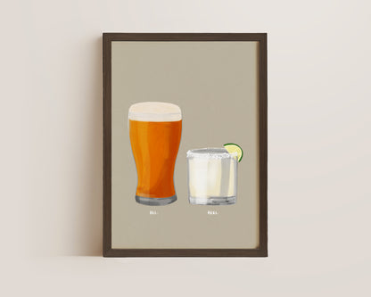 Beer & Margarita Couples Drink Print