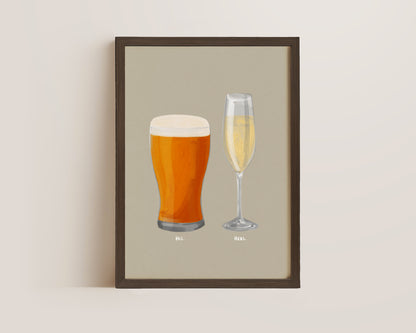 Beer & Prosecco Couples Drink Print