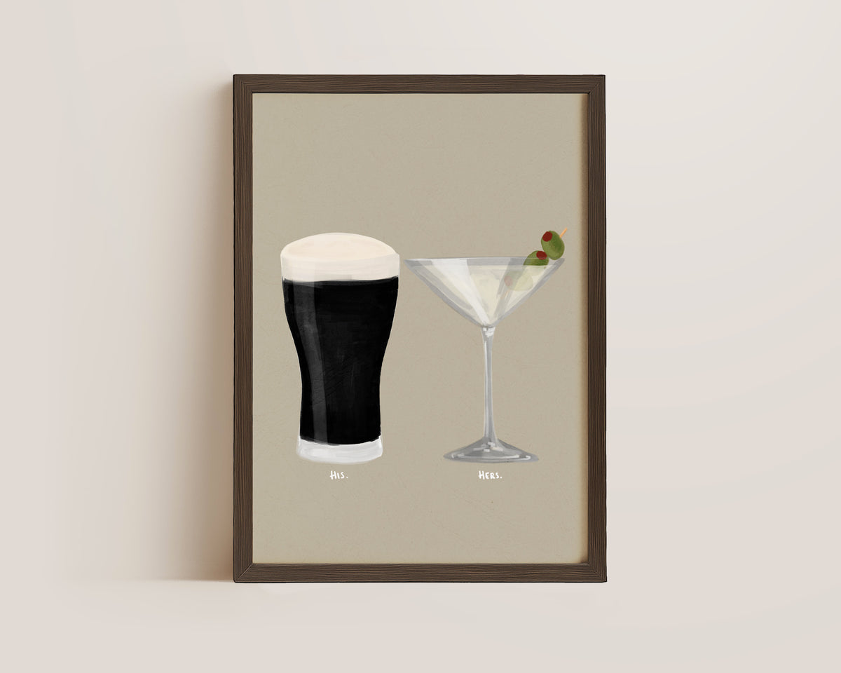 Black Stout & Dirty Martini Couples Drink Print