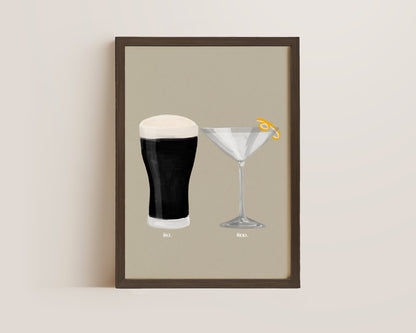 Black Stout & Dry Martini Couples Drink Print