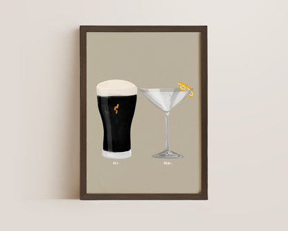 Black Stout & Dry Martini Couples Drink Print