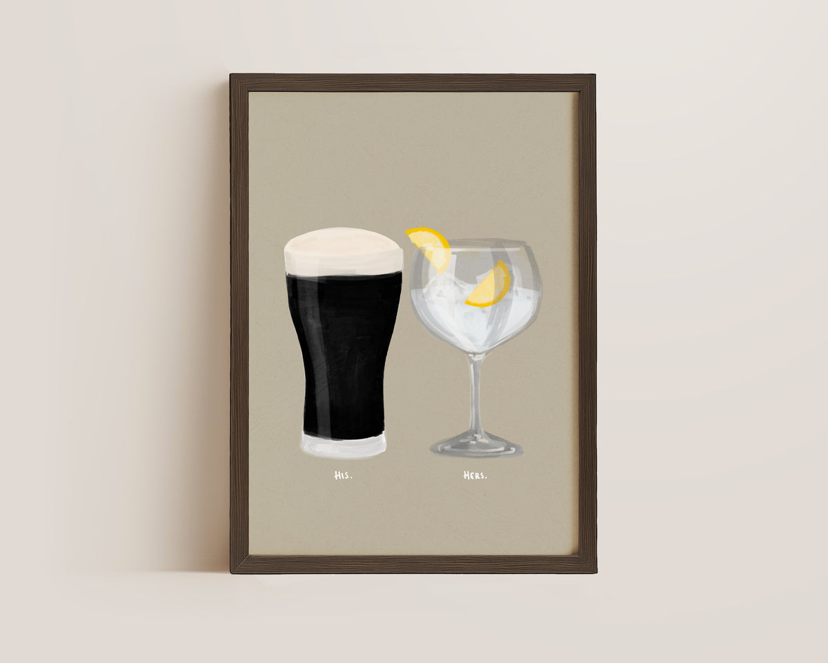 Black Stout & G&T Couples Drink Print