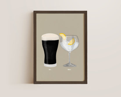 Black Stout & G&T Couples Drink Print