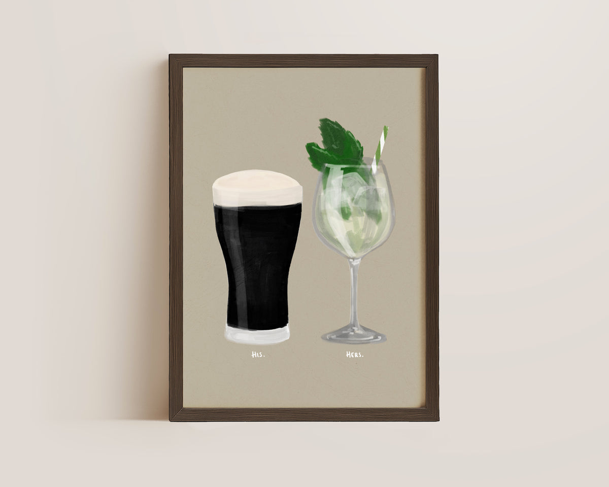 Black Stout & Hugo Spritz Couples Drink Print