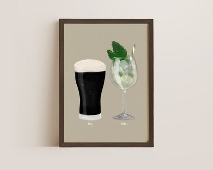Black Stout & Hugo Spritz Couples Drink Print