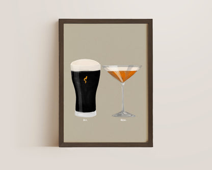 Black Stout & Pornstar Martini Couples Drink Print