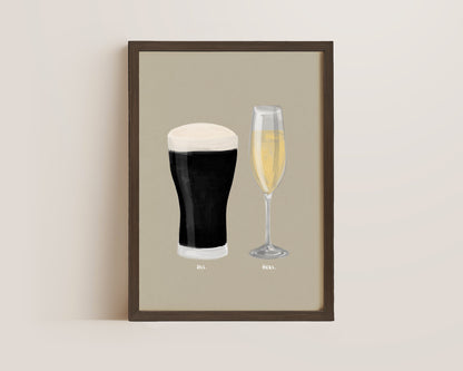 Black Stout & Prosecco Couples Drink Print