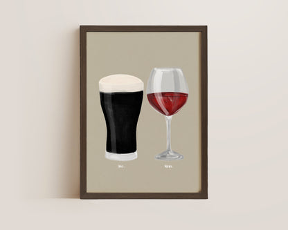 Black Stout & Red Wine Couples Drink Print