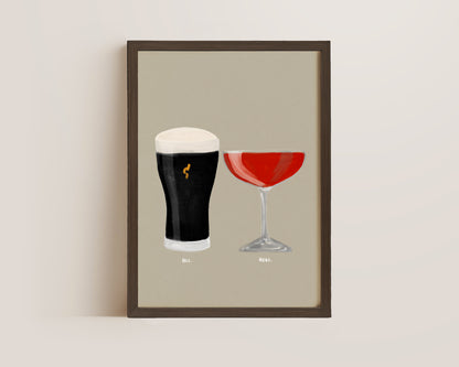 Black Stout & Strawberry Daiquiri Couples Drink Print