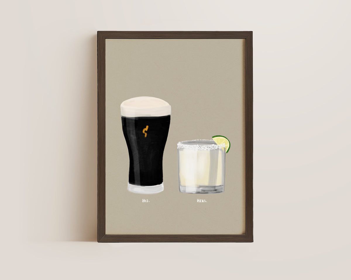 Black Stout & Margarita Couples Drink Print