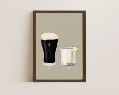 Black Stout & Margarita Couples Drink Print