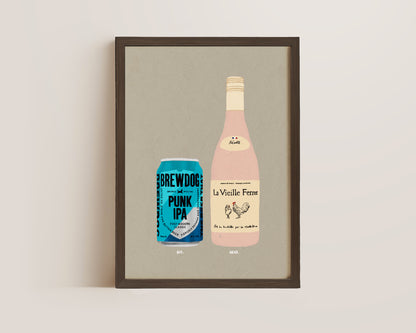 BrewDog & Chicken Wine Print