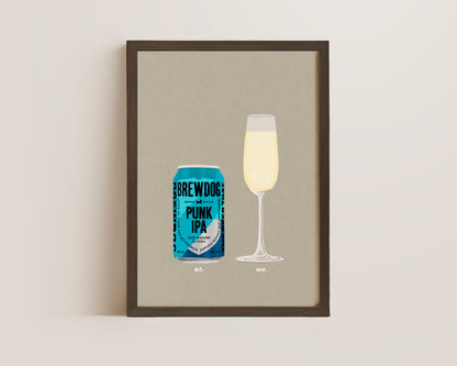 BrewDog & Prosecco Glass Print