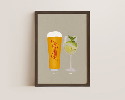 Budweiser Pint & Hugo Spritz Print