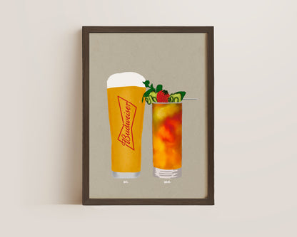 Budweiser Pint & Pimms Print
