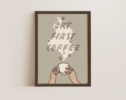 But First Coffee Dainty Green Print