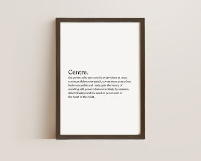 Centre Netball Definition Print