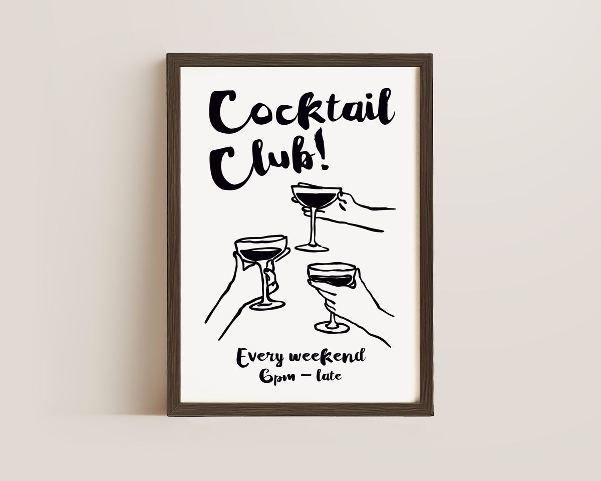 Cocktail Club In Black Print