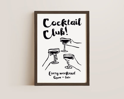 Cocktail Club In Black Print