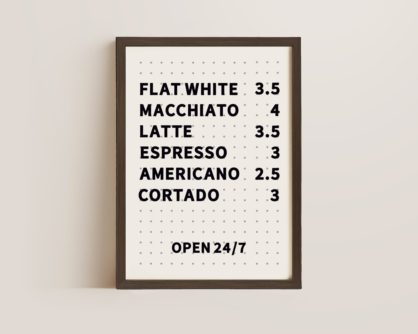 Coffee Menu Board Print