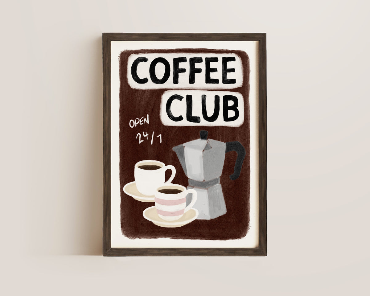 Coffee Club 24/7 Brown Print