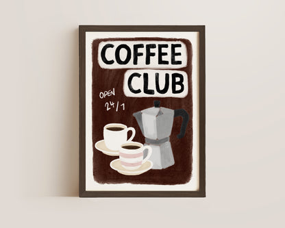 Coffee Club 24/7 Brown Print