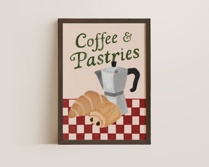 Coffees & Pastries Green Print