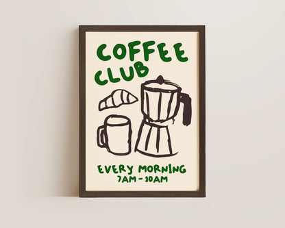 Coffee Club Print In Green