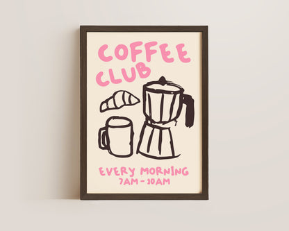 Coffee Club Print In Pink