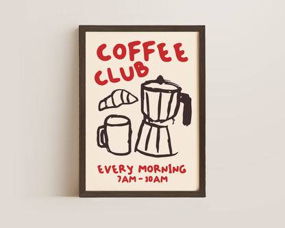 Coffee Club Print In Red