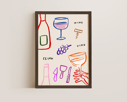 Colourful Wine Print