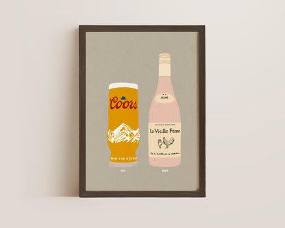 Coors & Chicken Wine Print