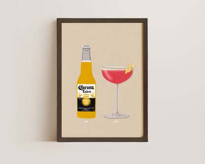 Corona & Cosmopolitan Beige Print