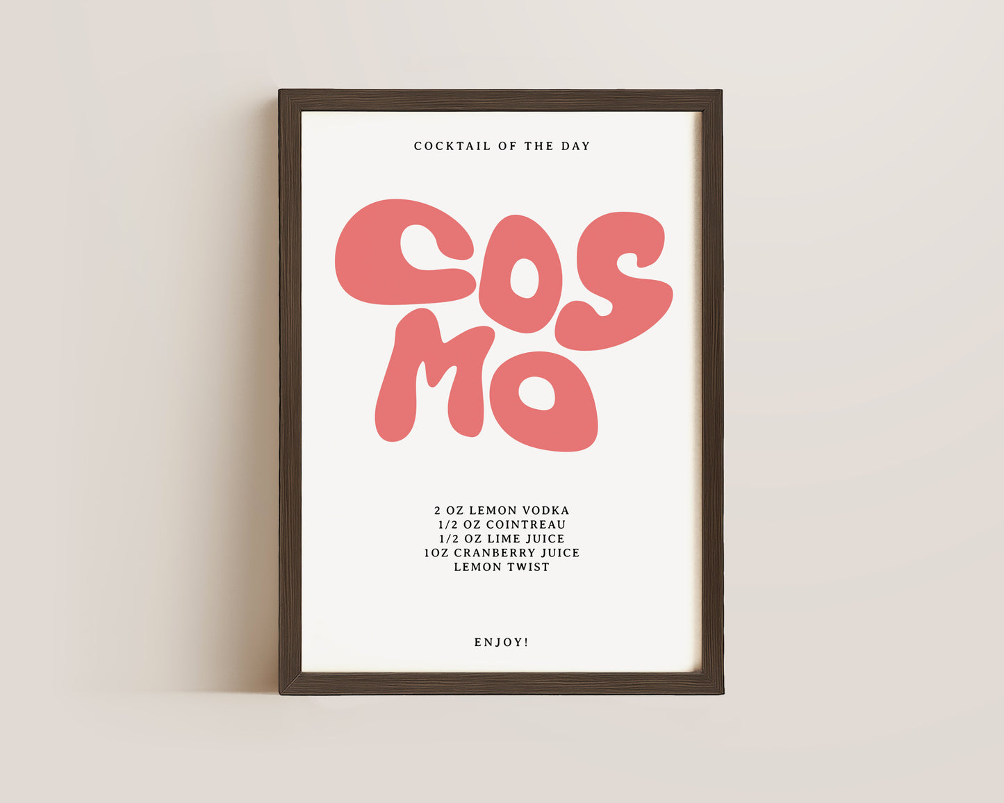 Cosmopolitan Recipe Wall Art Print